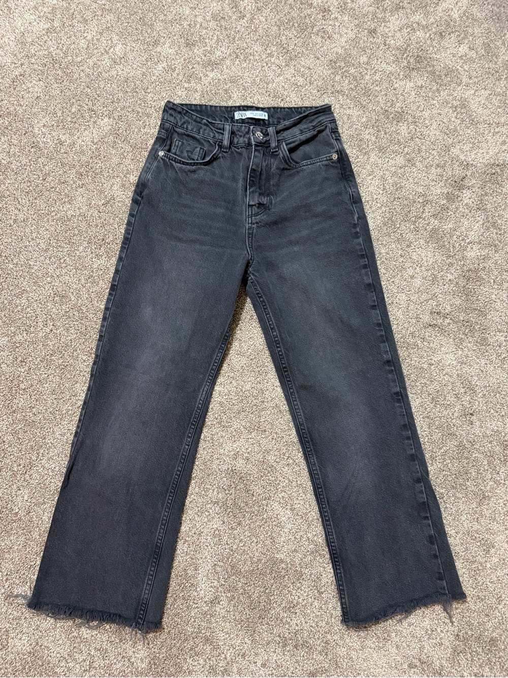 Zara Black High Waist Straight-Leg Women’s Ankle Denim Jeans Size 25 (0)